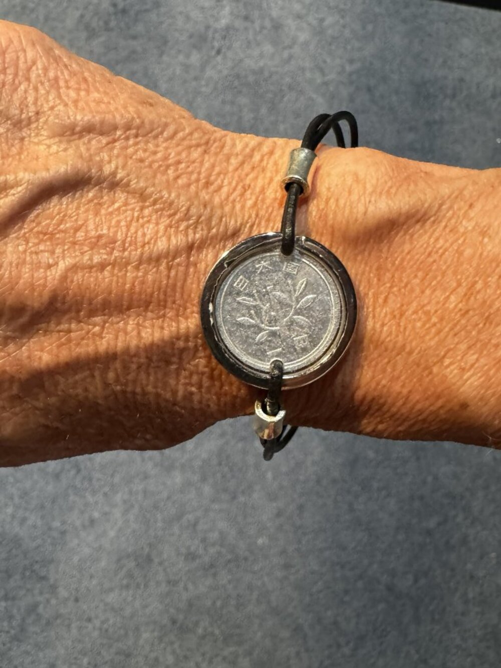 1992 Japanese 1 Yen Coin Resin Coated Handcrafted Bracelet - Unique Minimalist